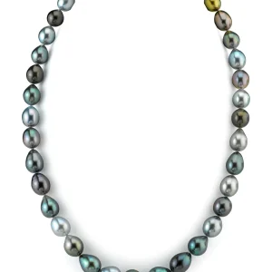 8-10mm Tahitian South Sea Multicolor Drop Pearl Necklace - AAAA Quality