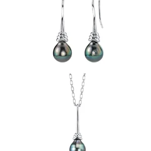 Tahitian South Sea Drop Pearl Denise Pendant and Earring Set
