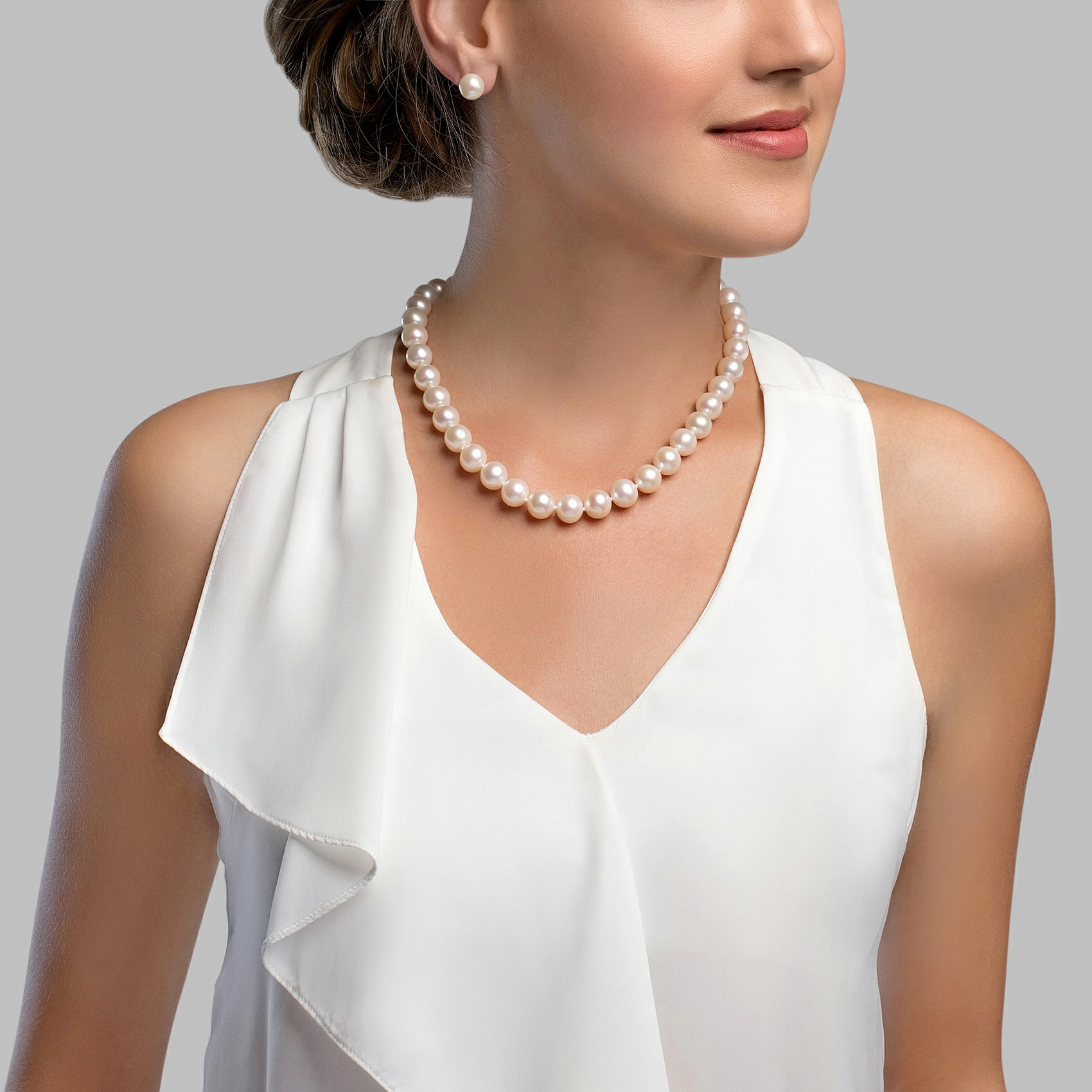 10.5-11.5mm White Freshwater Pearl Necklace- AAAA Quality