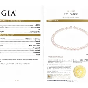 10.0-10.88mm Japanese Akoya White Pearl Necklace - GIA Certified