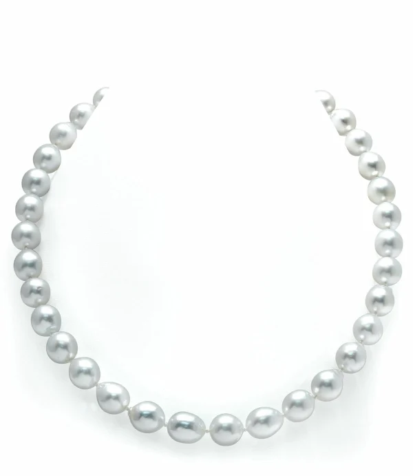10-12mm White South Sea Drop Shape Pearl Necklace - PSL Certified