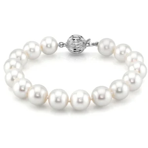 10.5-11.5mm White Freshwater Pearl Bracelet - AAA Quality