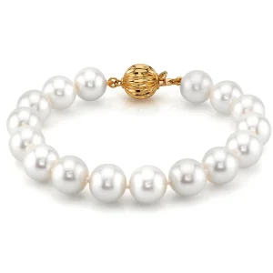 10.5-11.5mm White Freshwater Pearl Bracelet - AAA Quality