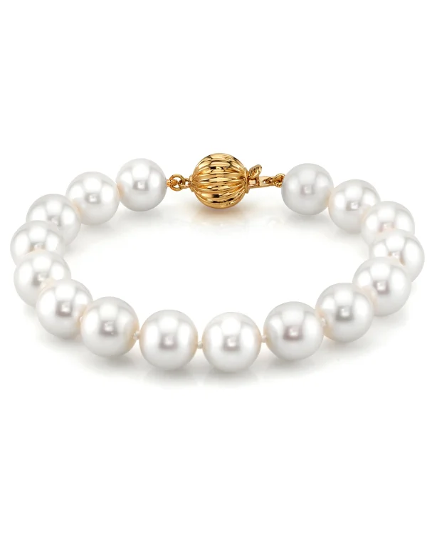 10.5-11.5mm White Freshwater Pearl Bracelet - AAAA Quality