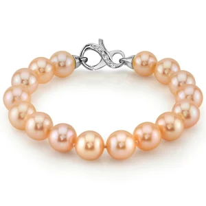 10.5-11.5mm Peach Freshwater Pearl Bracelet - AAA Quality