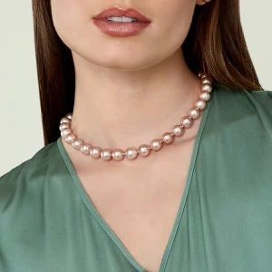 9.5-10.5mm Pink Freshwater Pearl Necklace - AAAA Quality