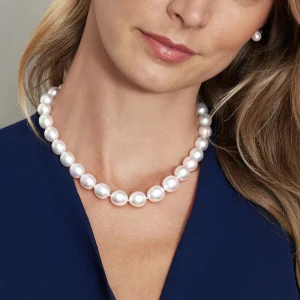 10-12mm White South Sea Drop Oval Pearl Necklace - AAA Quality