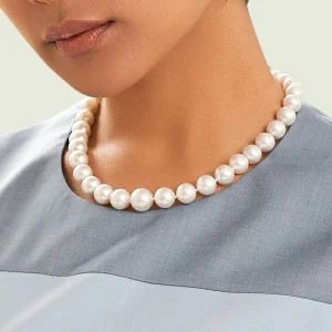 10-12mm White South Sea Round Pearl Necklace - AAA Quality