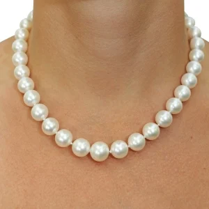 10-12mm White South Sea Round Pearl Necklace - AAA Quality