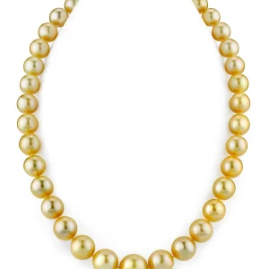 10-12mm Golden Round South Sea Pearl Necklace - AAA Quality