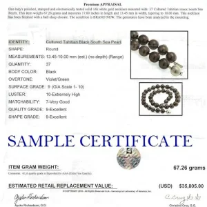 10-12mm Silver Tahitian South Sea Pearl Necklace- AAAA Quality