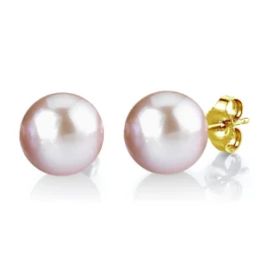 10mm Pink Freshwater Round Pearl Stud Earrings