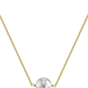 14K Gold White South Sea Round Solitaire Pearl Necklace