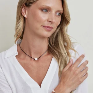 White South Sea Baroque Pearl Leather Necklace