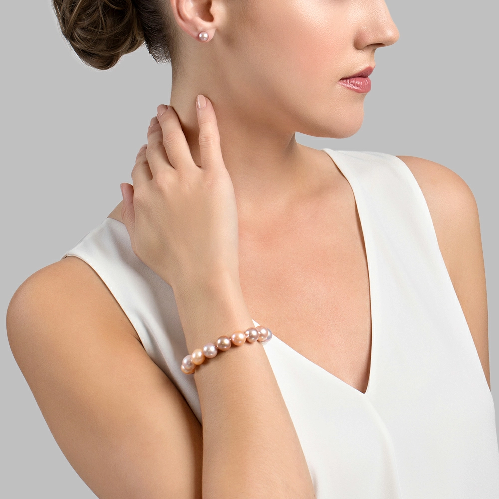 11-12mm Multicolor Freshwater Pearl Bracelet - AAA Quality