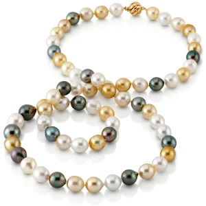 11-13mm Opera Length South Sea Multicolor Oval Pearl Necklace - AAAA Quality