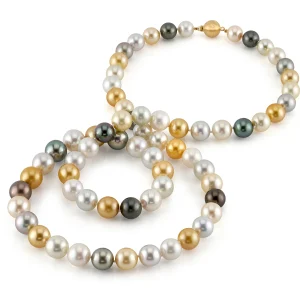 11-13mm Opera Length South Sea Round Multicolor Pearl Necklace