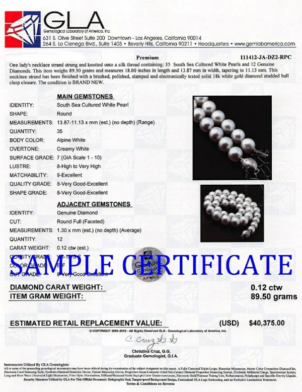 11-13mm White South Sea Pearl Necklace - AAA Quality