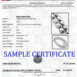 11-13mm Silver Tahitian South Sea Pearl Necklace - AAA Quality