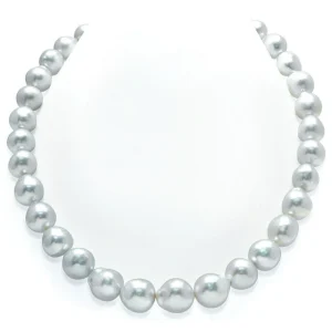 10-12mm White South Sea Drop Oval Pearl Necklace - AAA Quality