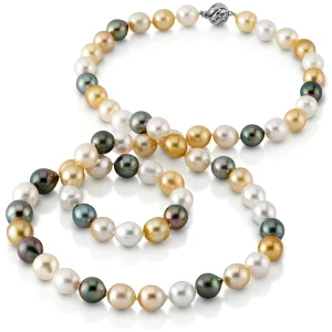 11-13mm Opera Length South Sea Multicolor Oval Pearl Necklace - AAAA Quality
