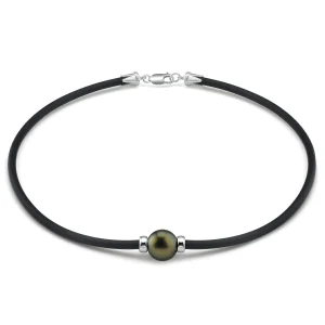 Tahitian Round Pearl Rubber Necklace - Various Sizes