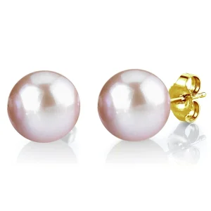 13mm Pink Freshwater Round Pearl Stud Earrings