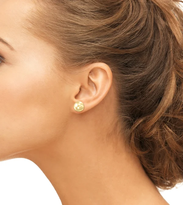 11mm Golden South Sea Round Pearl Stud Earrings