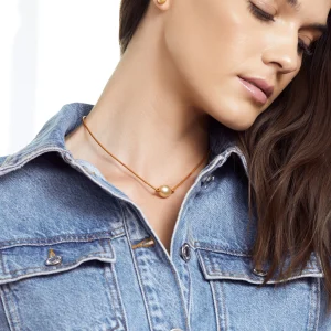 Golden Baroque Pearl Leather Necklace- Various Sizes