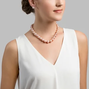 11.5-12.5mm Pink Freshwater Pearl Necklace - AAAA Quality