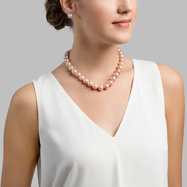 11.5-12.5mm Pink Freshwater Pearl Necklace - AAAA Quality