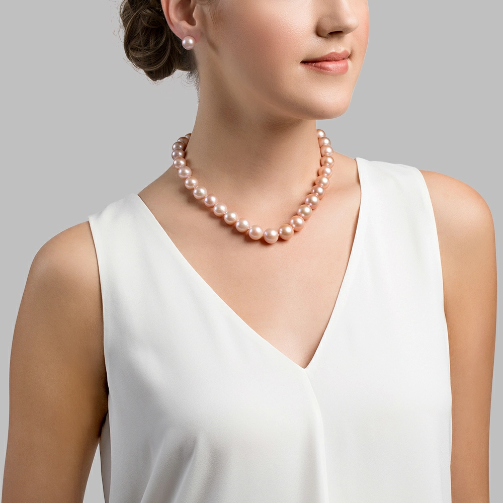 11.5-12.5mm Pink Freshwater Pearl Necklace - AAAA Quality