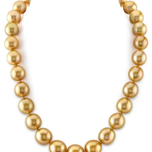 12-14mm Golden South Sea Oval Pearl Necklace - AAAA Quality