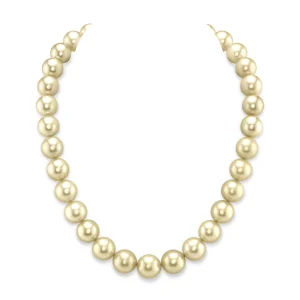 12-14mm Champagne Golden South Sea Pearl Necklace - AAAA Quality