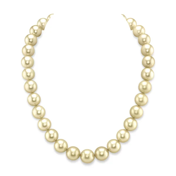 12-14mm Champagne Golden South Sea Pearl Necklace - AAAA Quality