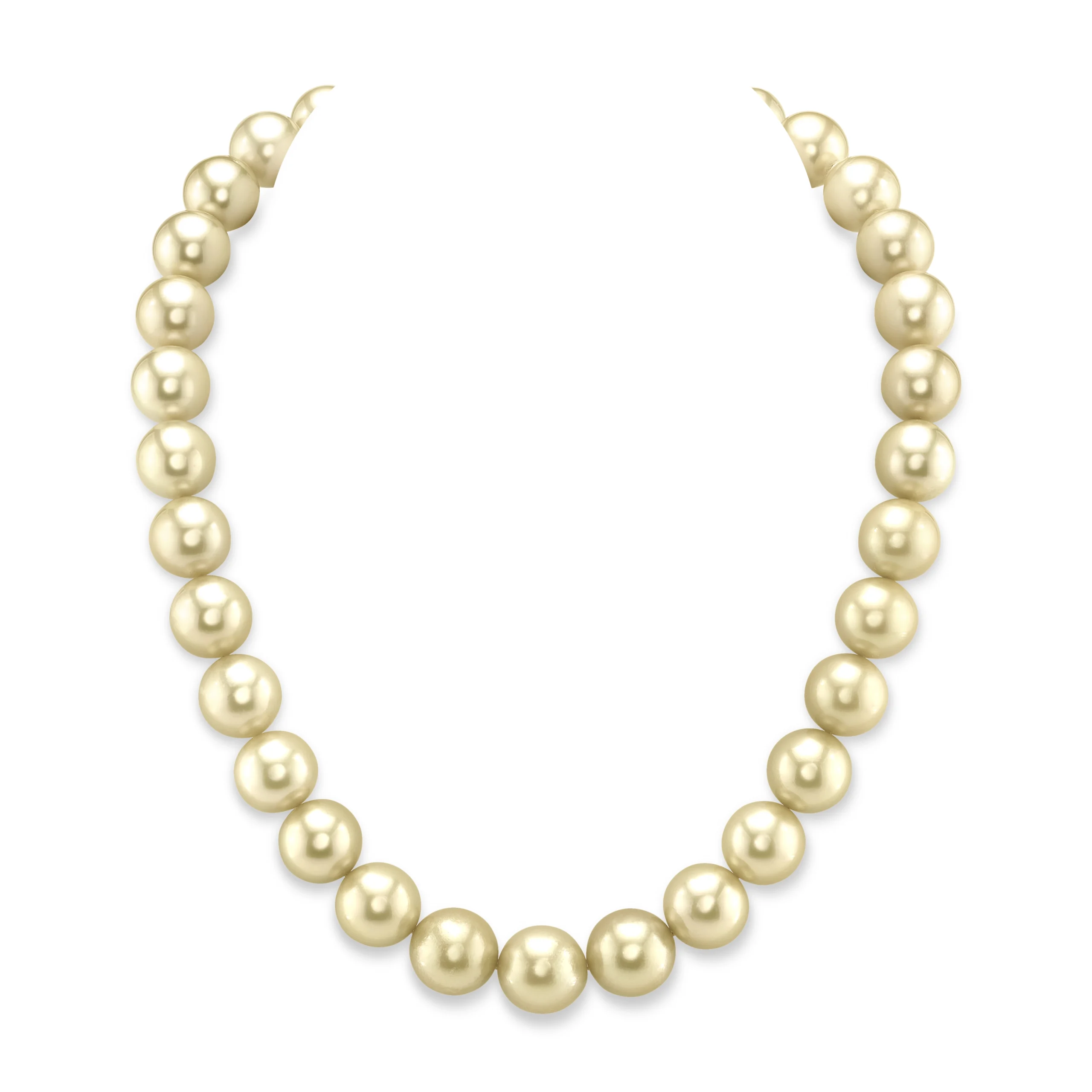 12-14mm Champagne Golden South Sea Pearl Necklace - AAAA Quality