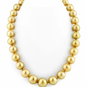 12-14mm Golden South Sea Pearl Necklace - AAA Quality