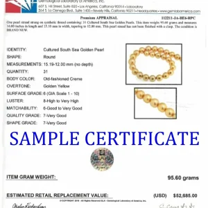 12-15mm Golden South Sea Pearl Necklace - AAA Quality