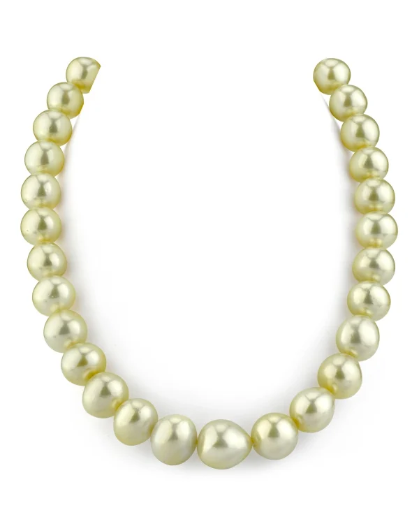 12-14mm Champagne Golden South Sea Pearl Baroque Necklace