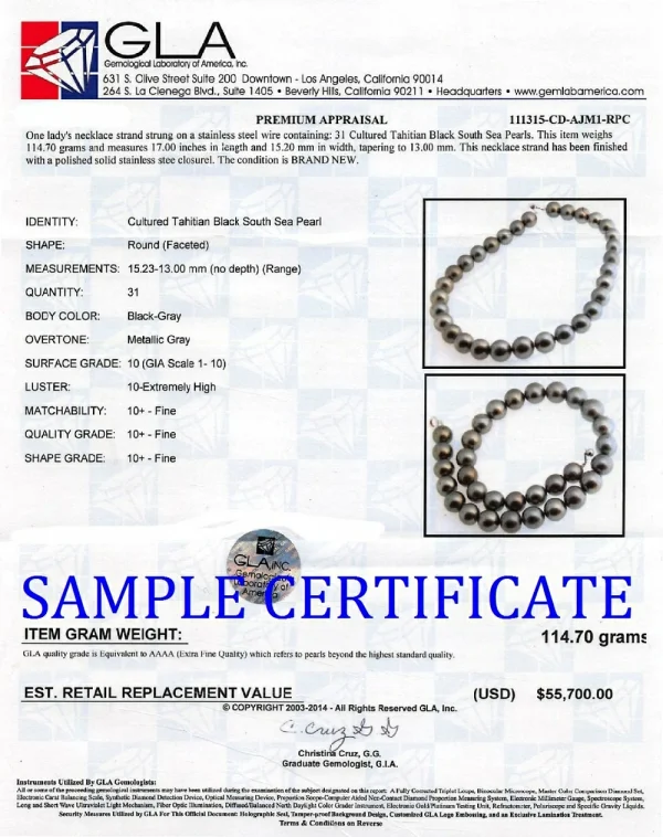13-15mm Tahitian South Sea Pearl Necklace - AAA Quality