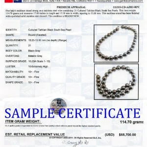 13-15mm Green Tahitian South Sea Pearl Necklace - AAA Quality