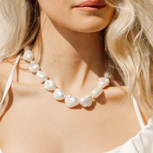 13-16mm White Baroque Freshwater Pearl Necklace - AAA Quality