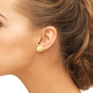 13mm Golden South Sea Round Pearl Stud Earrings