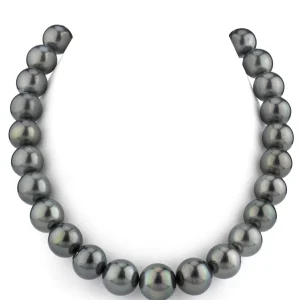 12-14mm Dark Round Tahitian South Sea Pearl Necklace - AAA Quality