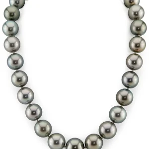 13-15mm Green Tahitian South Sea Pearl Necklace - AAA Quality