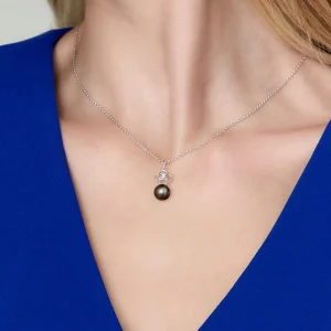 Tahitian South Sea Pearl & Diamond Lacy Pendant