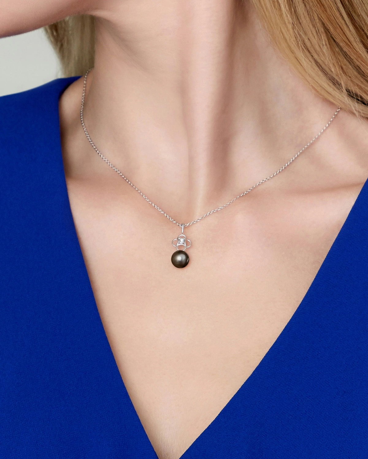 Tahitian South Sea Pearl & Diamond Lacy Pendant