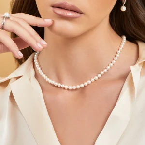 5.5-6.0mm Japanese Akoya White Pearl Necklace- AA+ Quality