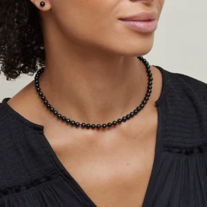 5.5-6.0mm Japanese Akoya Black Pearl Necklace- AA+ Quality