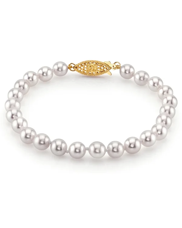 6.0-6.5mm Akoya White Pearl Bracelet - AAA Quality